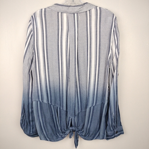 Vintage Havana Dip-Dyed Lace-Up Top in Navy/Blues/White Stripes Sz. M - Picture 6 of 10